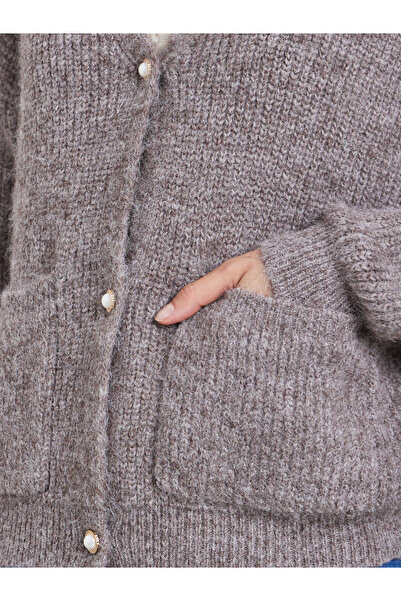 Styli Regular Fit Fuzzy Yarn Button Down Cardigan