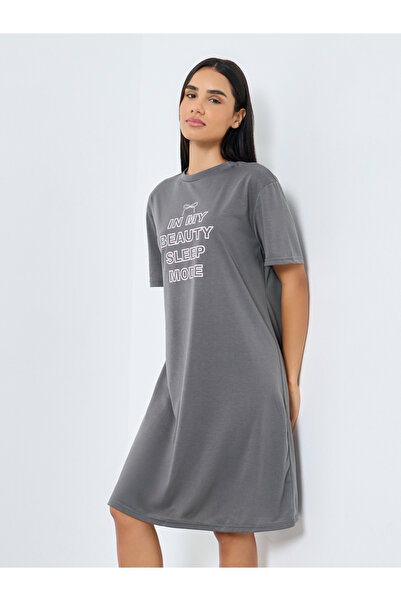 Styli In My Beauty Sleep Mode Slogan Print Sleep T-Shirt Dress