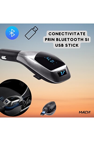 MACVI ® Car Kit with FM Modulator & Bluetooth, Mobile Device Compatible, Hands-Free