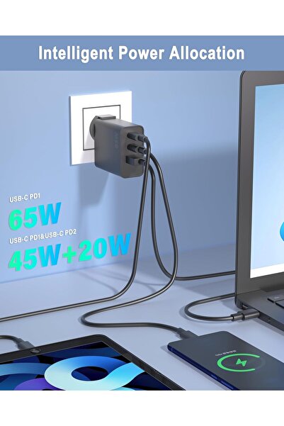 Generic NATNO USB Charger, compatible with laptops, smartphones and tablets, 3 ports