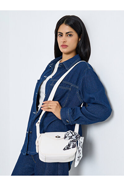 Styli White Crossbody Bag with Scarf