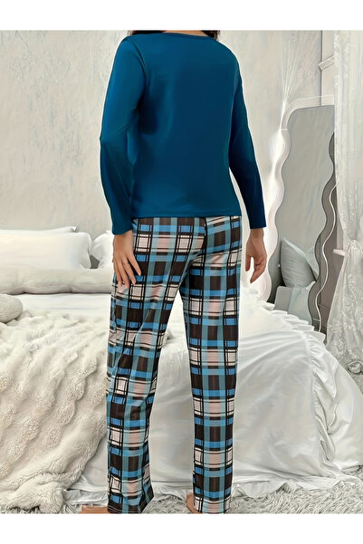 Take Two By Styli Slogan Text Detail T-Shirt and Check Pyjama Set