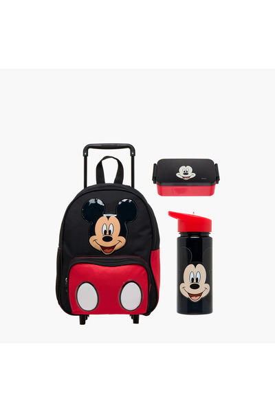 Disney حقيبة ظهر بعجلات بطبعة ميكي ماوس مع مقبض قابل للسحب - 13 بوصة