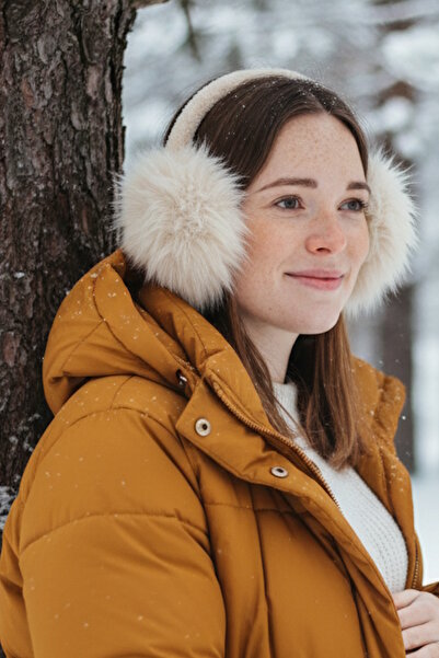 CAŞ DEKORASYON Кремави плюшени слушалки