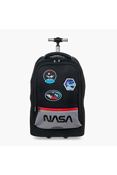 Nasa حقيبة ظهر مطبوعة بعجلات بمقبض قابل للسحب - 18 بوصة