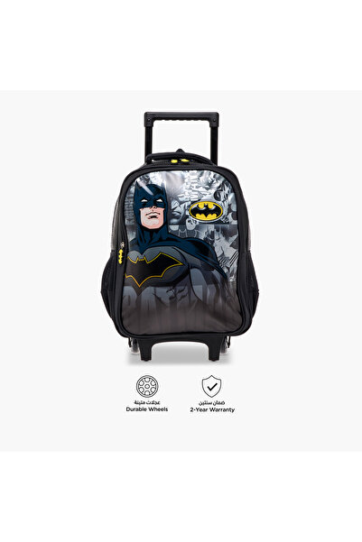 Warner Bros Batman Print Trolley Backpack with Retractable Handle - 16 inches
