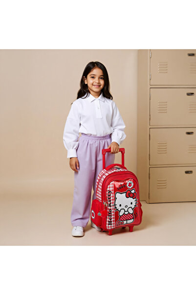 Hello Kitty Printed Trolley Backpack with Retractable Handle