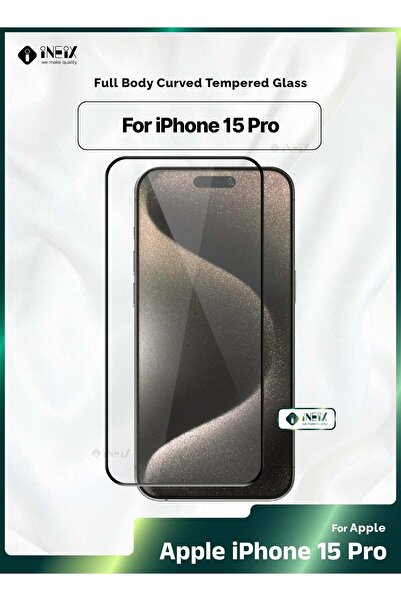 ineix زجاج تيمبي منحني كامل الجسم لهاتف iPhone 15 Pro
