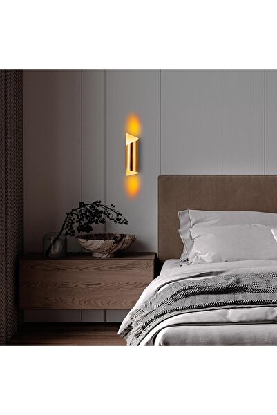 MOİRA Curved Bidirectional Modern Single Metal Sconce 27cm Gold, Rustic Decorative Wall Lamp Kivrik-15361