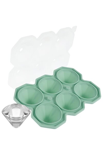 amXea Tăviță pentru gheață DIAMOND 6 verde, 6 forme diamantate, capac