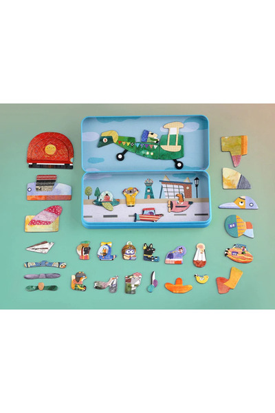 Mieredu Magnetic puzzle in metal box, matching and association game - Airplanes