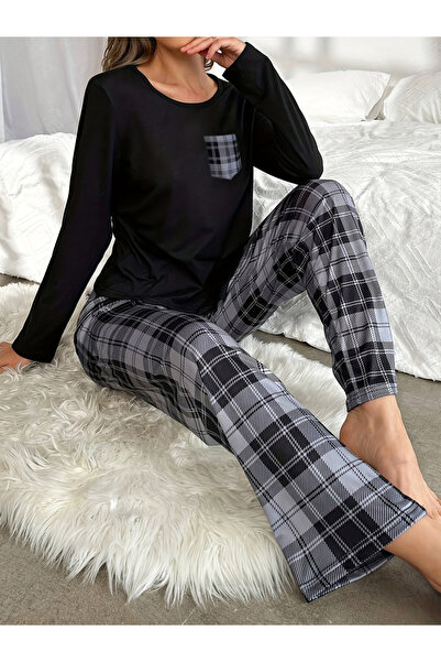 Take Two By Styli Pocket Detail Long Sleeve T-Shirt and Pyjama Set