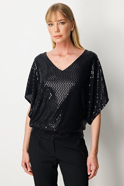 Onteks 61378 BLUZ V YAKA SIRTI DEKOLTELİ