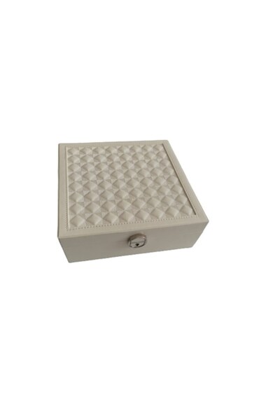Cadouridiversity - Jewelry box in leather, white, 25 cm x 25 cm, R05-10