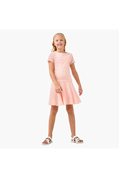 Juniors Textured Dress with Short Sleeves