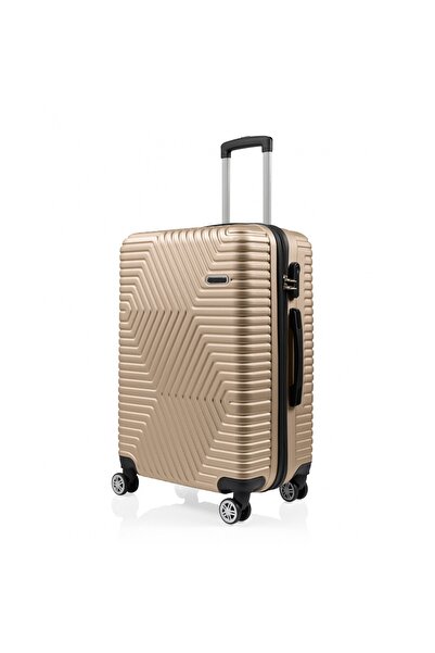 Artenova Set 3 trolere cu 4 roti, comaprtiment rigid, maner telescopic, cifru, champagne gold