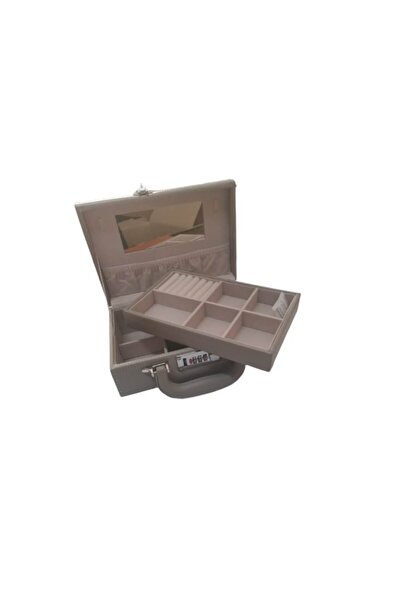 Cadouridiversity - Jewelry box in faux leather with combination lock, cream, 24 cm x 17 cm (R14-12)