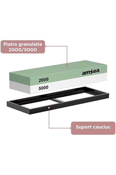 amXea Knife Sharpening Stone 2000/5000, Dual Grit, Rubber Base