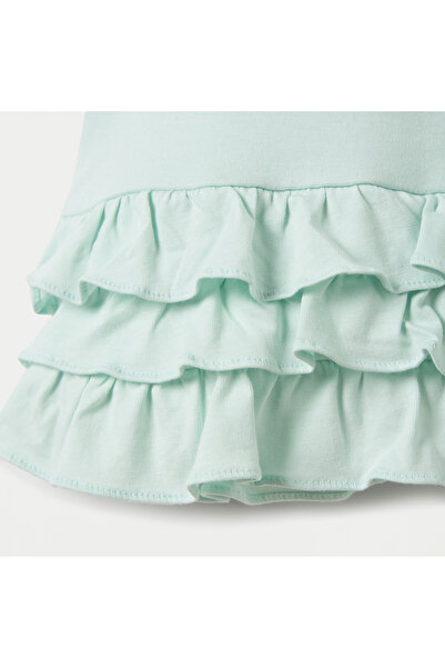 Juniors Heart Embroidered Polo Dress with Frill Detail and Short Sleeves