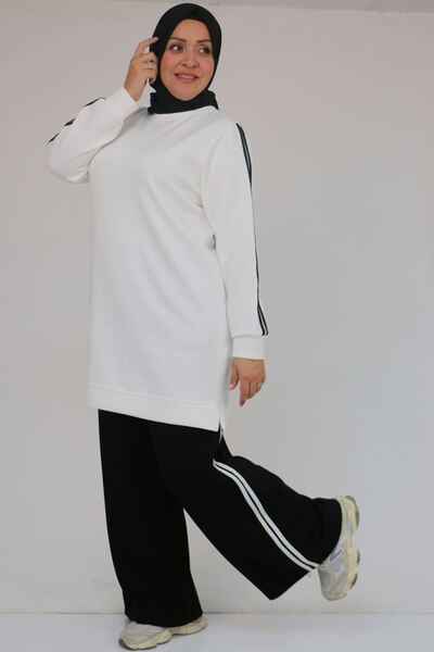 Eslina 57059 Σετ παντελόνι με συνδυασμό χρωμάτων μεγάλου μεγέθους - Μαύρο