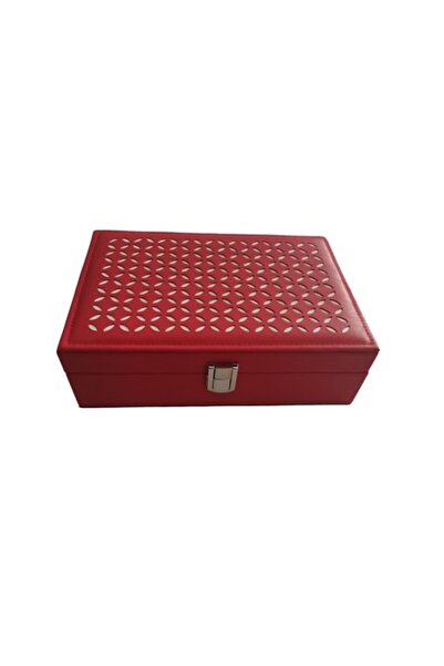 Cadouridiversity -leather jewelry box, red, velvet interior, 23 x 17 cm (R07-02)