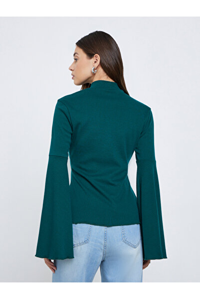 Styli Teal Bell Sleeve Knit Top