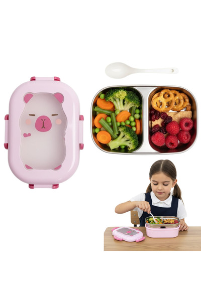 Köken Lunch Box, Stainless Steel, School Casserole, 2 Compartments, 22x15.5x7...