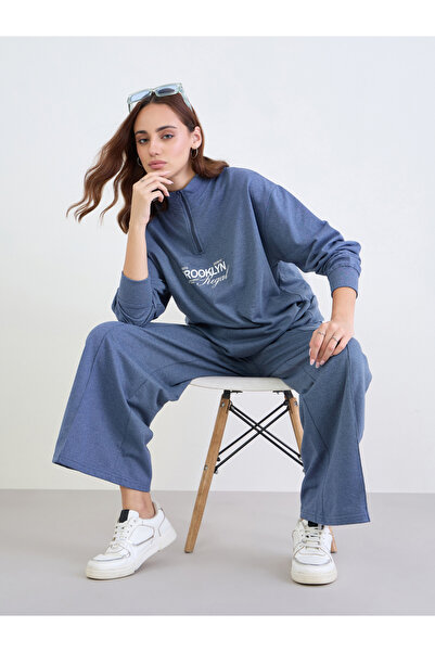 Styli Relaxed Fit Printed Sweatshirt and Wide Joggers Co-Ords