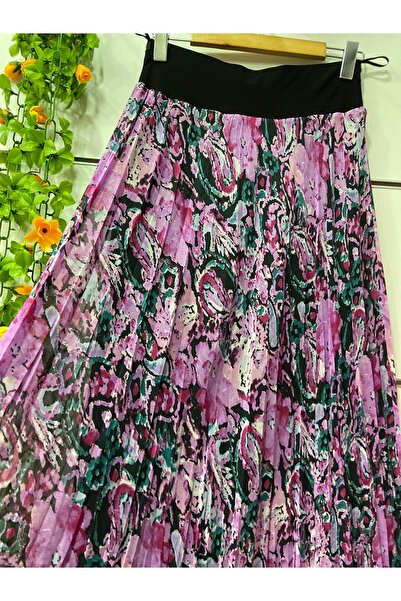 edu collection Fusta boho din șifon cu model, căptușită