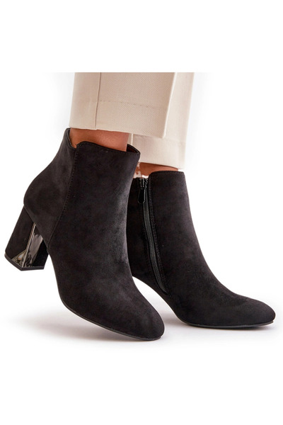 BOTO Botine Încălzite Cu Toc Bloc Și Element Reflectorizant Negre Silvare 40