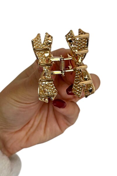 TAKIŞTIR Mini Metal Latch Buckle with Gold Color Ribbon Figure