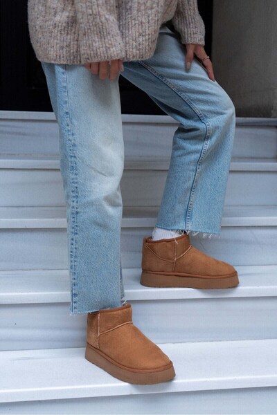 ALTUNTAŞ Mini Taba Süet Içi Kürklü Kalın Taban Kadın Bot