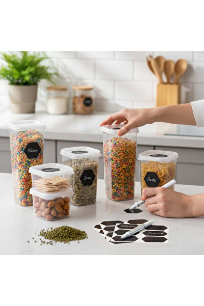 Köken Set of 9 Food Storage Containers, BPA-Free, Cold/Hot Food Organizer, 0.6/1.2/1.75 L, Transparent