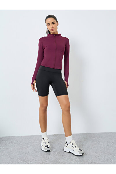 Styli Curved Seam Thumbhole Detail Zip Up Jacket