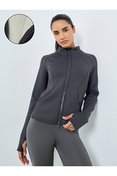 Styli Fleece Dual Contour Seam Zip Up Jacket