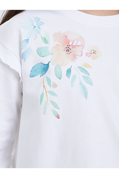 Styli Teens White Floral Print Sweatshirt