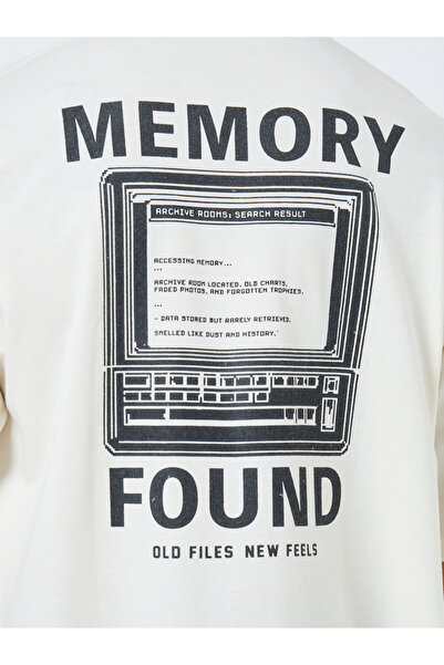 Styli Men Cream Back Printed Terry Oversized T-Shirt