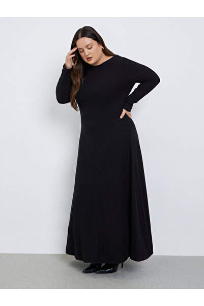 Styli Plus Size Brushed Ribbed Maxi Dress