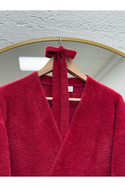 BENAHOLL Golnaz Tied Bearded Double-Breasted Cardigan-Kr5031 Red