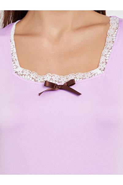 Take Two By Styli Lavender Ruffled Sleeve Nightdress