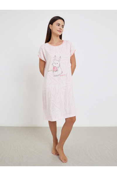Take Two By Styli Graphic Bunny Print Nightdress