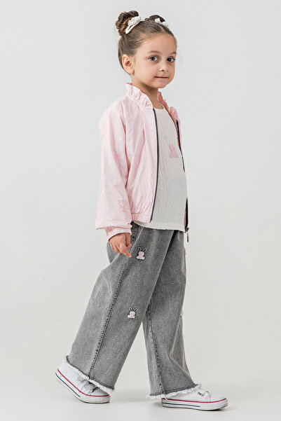 kinderos Rabbit Embroidered Girl's 3-Piece Set