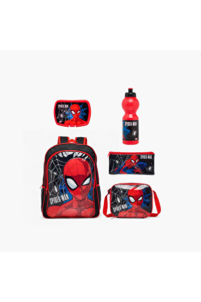 Marvel مجموعة حقيبة ظهر مدرسية سبايدر مان من 5 قطع للأولاد من عمر 5 إلى 8 سنوات مع حقيبة غداء وحقيبة أقلام