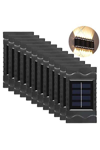 NEXTLY Modular Solar Wall/Garden Lights Set, Warm Light, Water-Resistant, Pack of 12, Black