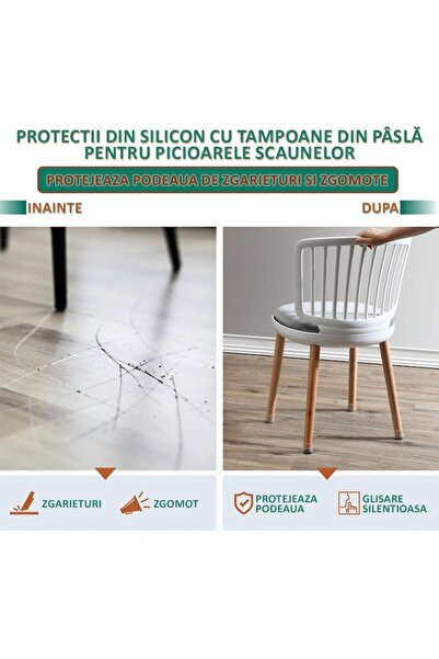 NEXTLY Universal Silicone Felt Furniture Leg Protectors - Set of 8, Transparent, Scratch & Noise Resistant