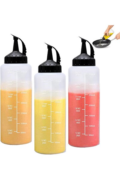 SİOSİ 12 oz Clear Plastic Squeeze Bottles with Hinged Caps - 3 Pack