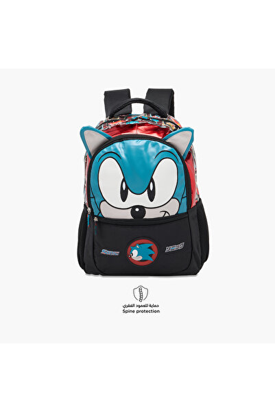 Sonic the Hedgehog Print Backpack with Adjustable Shoulder Straps - 16 inches