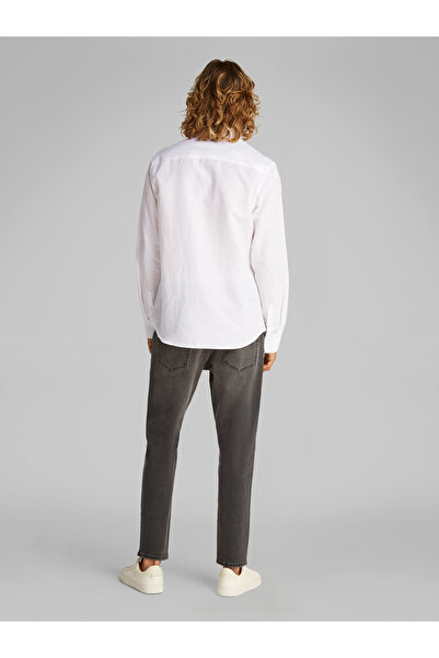 Calvin Klein Men Bright White Regular Linen Cotton Blend Shirt