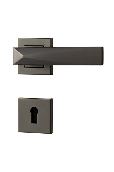 Merkezoğlu Yıldız Kare Rozetli Mat Antrasit Oda Kapı Kolu - Alüminyum Tasarım