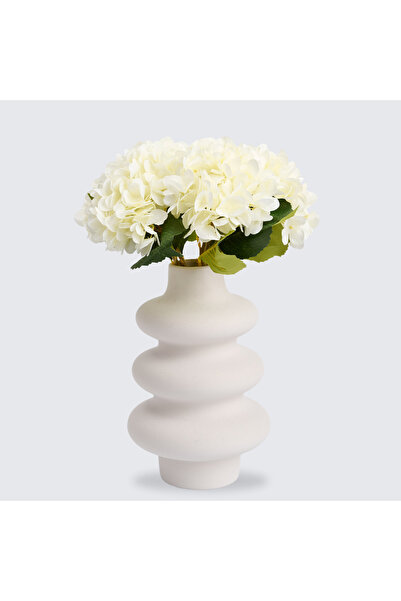 Artificiale Rolio Buchet 1, 3 sau 5 Fire Hortensii Artificiale - Variatii de Culoare, 47 cm - Alb, 1 Fir